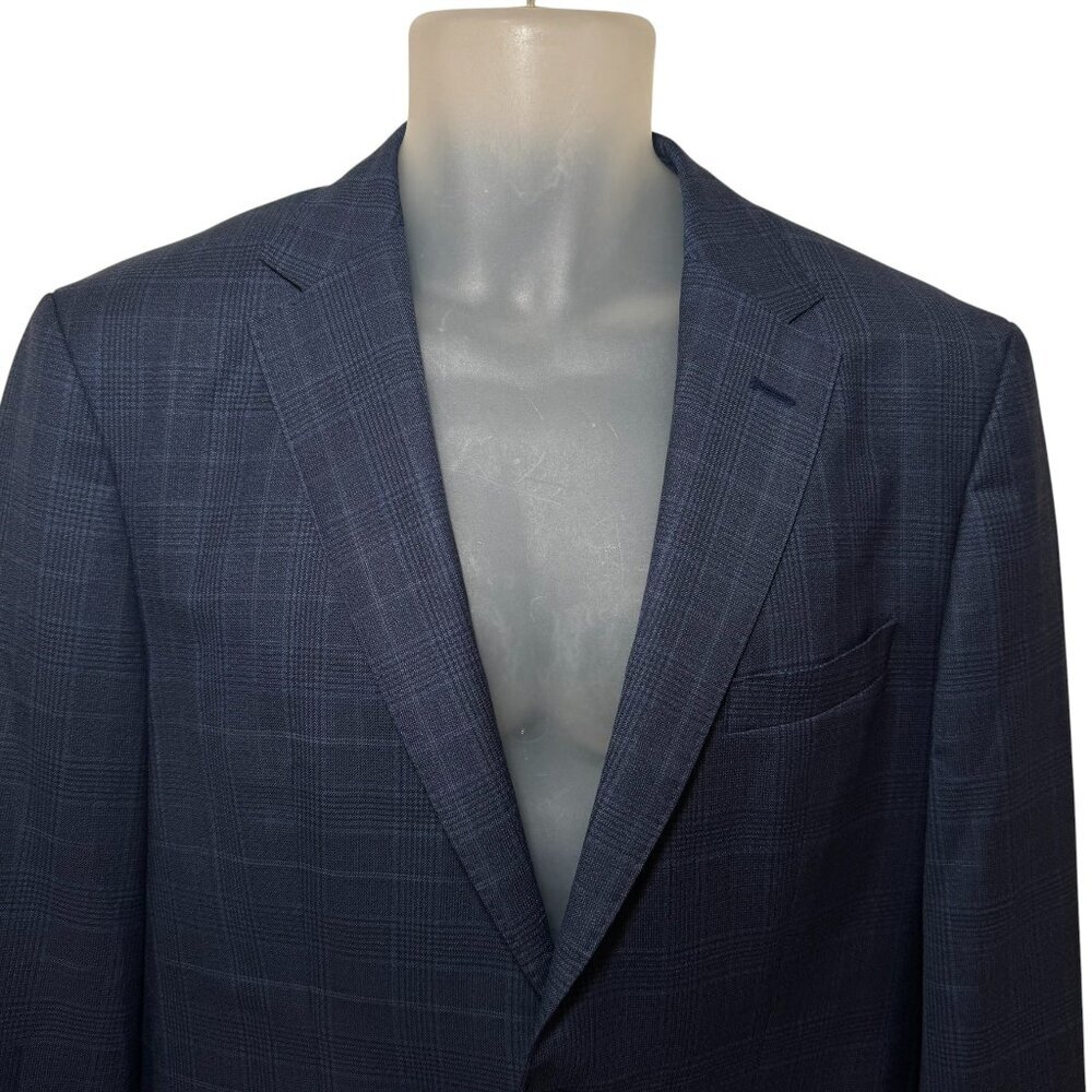 Hugo Boss Guabello Italy Dual Vent Navy Windowpane Plaid Blazer Jacket 38R - Picture 5 of 14